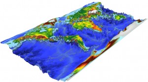 This 3D model is the result of a multi-step raster transformation: a JPEG draped onto a TIN surface that was generated from a DEM.